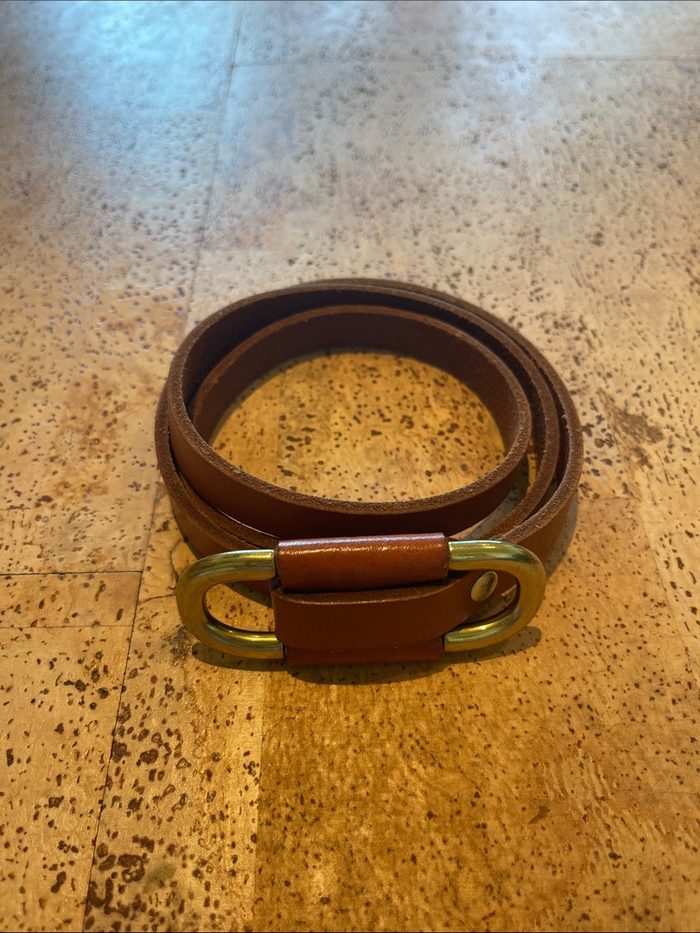 Anthropologie Brown Leather Belt with gold buckle size S